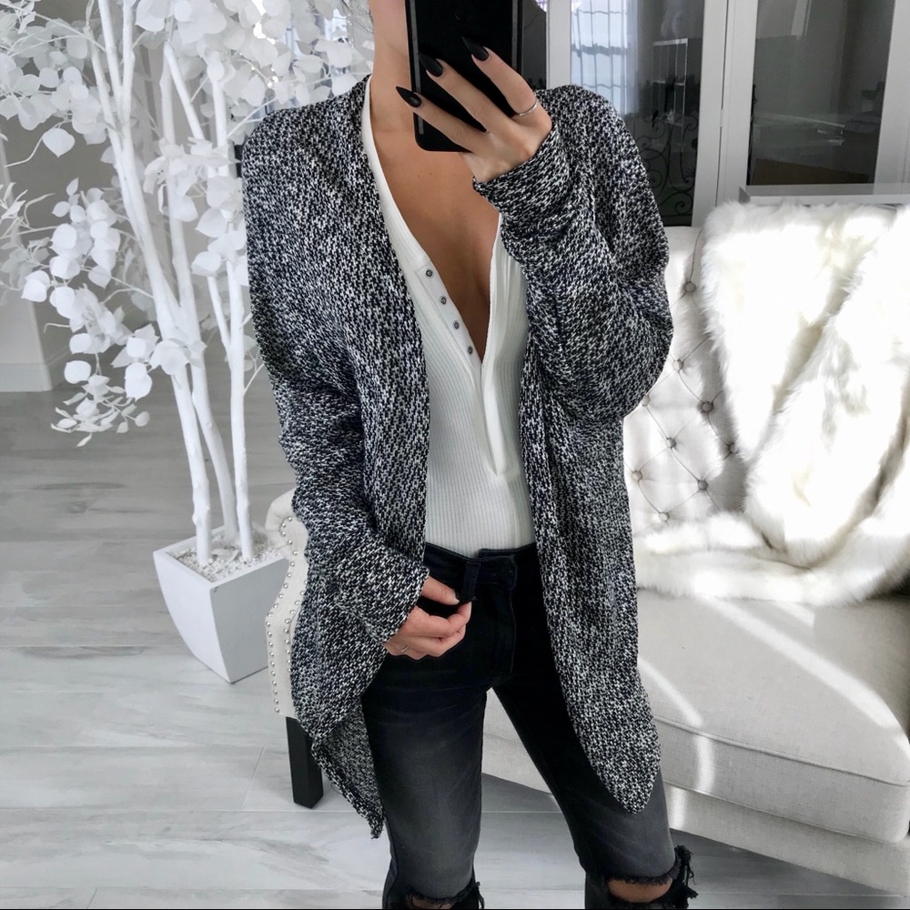 SLED Black & White Light Knit Cardigan